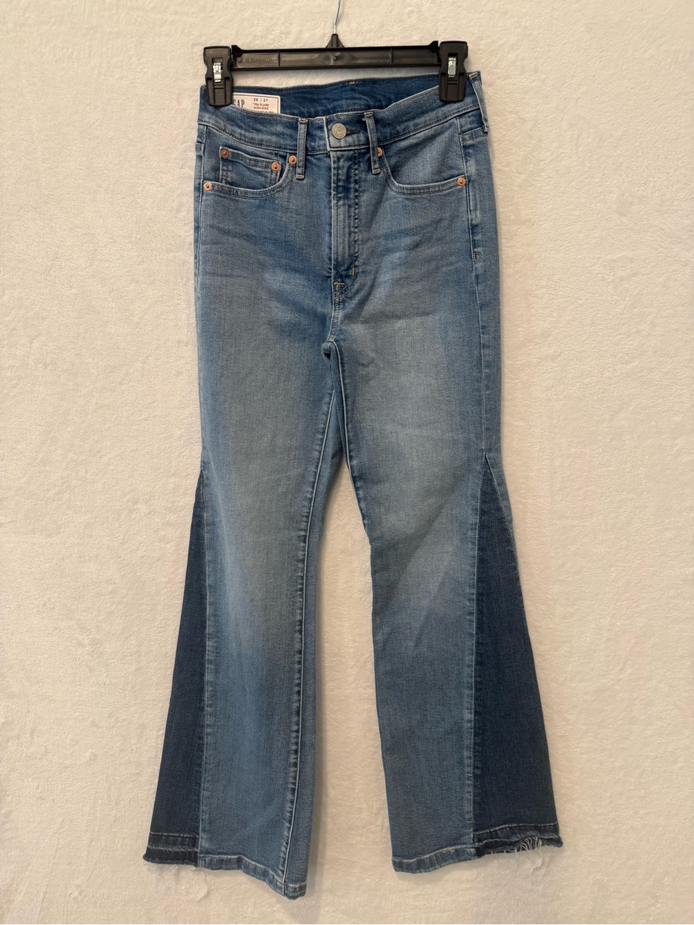 GAP High-Rise Two-Tone Flare Jeans - Light Blue - Women’s